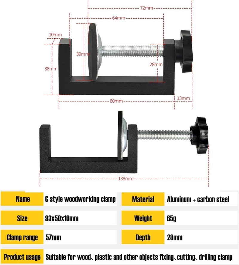 tptodol G clamps for woodworking, C-Clamp For Wood Plastic Cutting Drilling Reversed C-Clips 10-57mm For Workpiece Fixing Hand Tool Parts (2) - Image 3